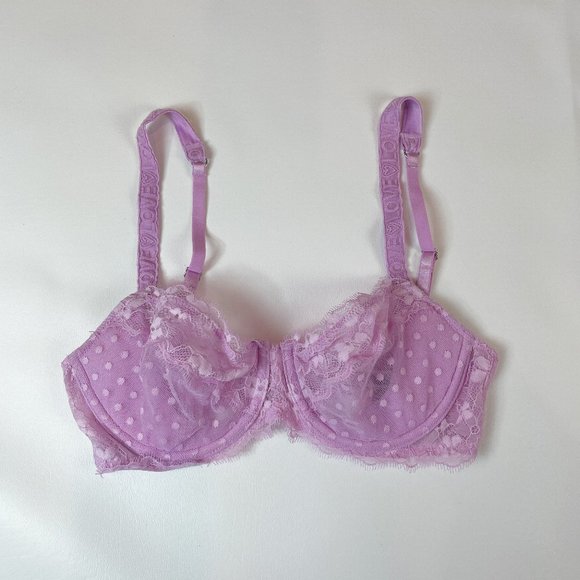 NWOT Victoria's Secret Bra 32D Dream Angels Push-Up Purple Lace B1074 - Picture 1 of 7